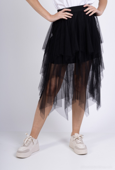 Wholesaler Amy&Clo - Mid-length skirt in semi-sheer tulle