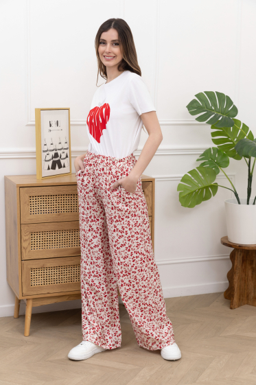 Wholesaler Amy&Clo - Flowy, wide floral print pants