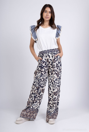 Wholesaler Amy&Clo - Flowing baroque print pants
