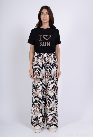 Wholesaler Amy&Clo - Long, flowing pants with natural print