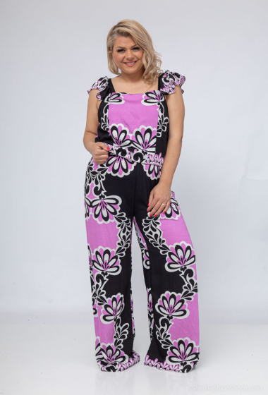 Grossiste Amy&Clo - Plus size Ensemble top et pantalon imprimé fleurs