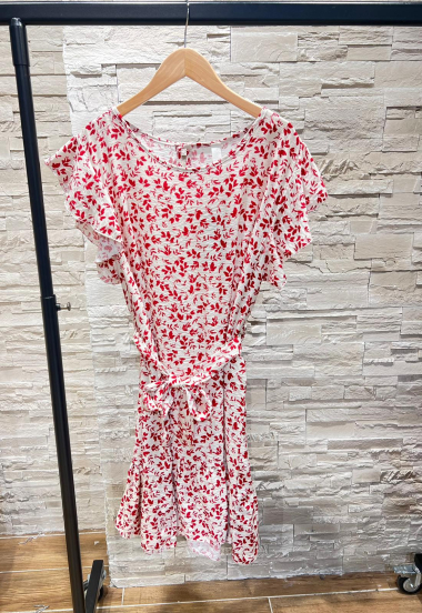 Großhändler Amy&Clo - Kurzes Kleid mit Blumendruck zum Binden