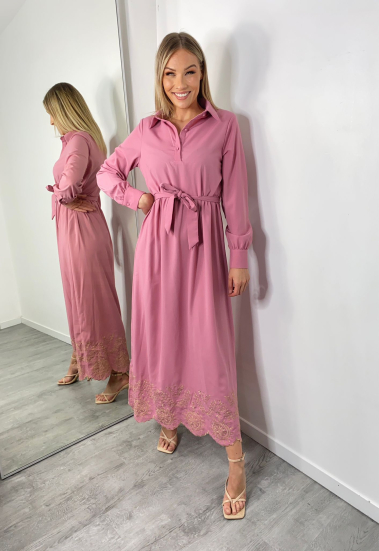 Wholesaler Amy&Clo - Long dress with embroidery