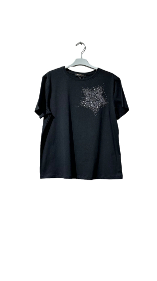 Grossiste Amy&Clo - T-shirt col rond avec strass motif étoile en coton