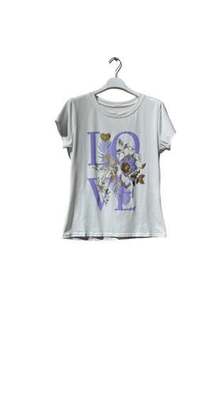 Mayorista Amy&Clo - Camiseta “LOVE” con cuello redondo y flores de algodón