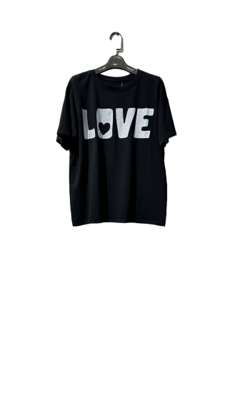 Mayorista Amy&Clo - Camiseta oversize de algodón con cuello redondo y estampado de corazones "LOVE"