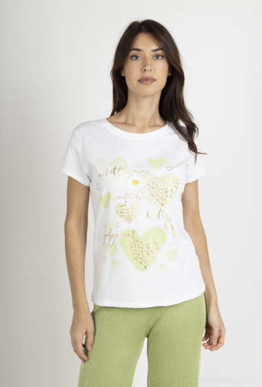 Grossiste Amy&Clo - Tshirt "coeur + fleur"
