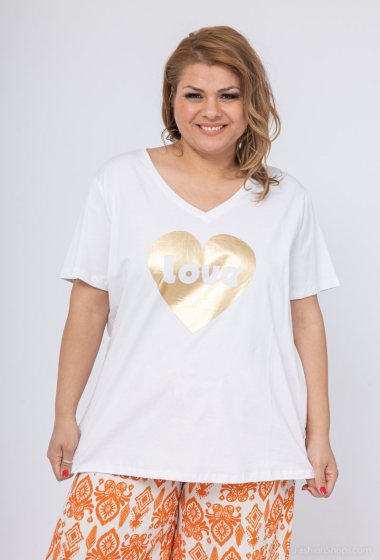 Grossiste Amy&Clo Grande Taille - Tshirt col V "love"
