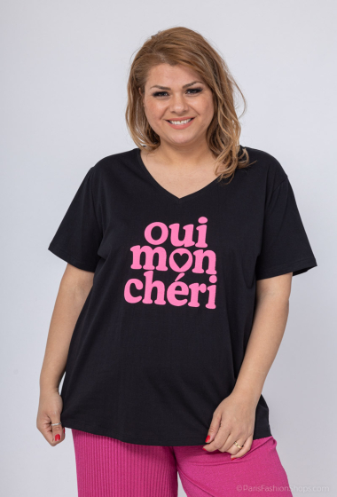 Großhändler Amy&Clo - „Love“-T-Shirt mit V-Ausschnitt