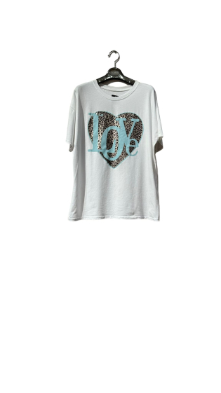 Wholesaler Amy&Clo - Oversized leopard heart t-shirt
