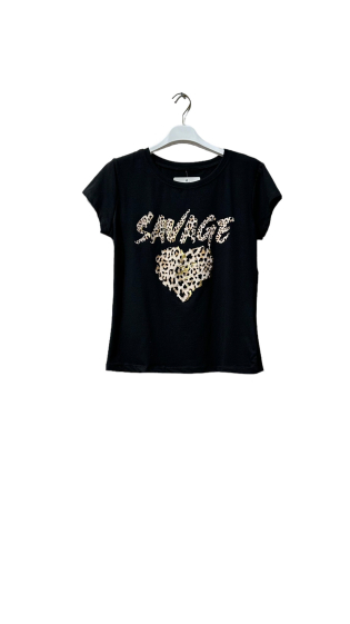 Wholesaler Amy&Clo - Leopard “SAVAGE” t-shirt