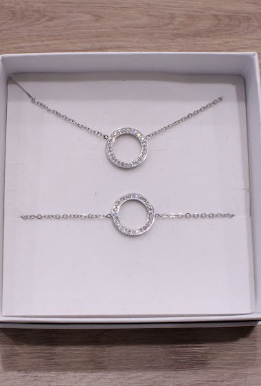 Grossiste An'gel - Coffret bijoux acier  collier et bracelet CCB010