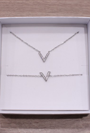 Grossiste An'gel - Coffret bijoux acier  collier et bracelet CCB015