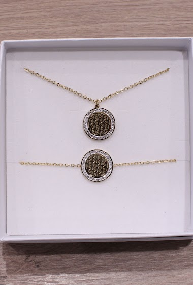 Grossiste An'gel - Coffret bijoux acier  collier et bracelet CCB018