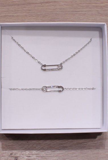 Grossiste An'gel - Coffret bijoux acier  collier et bracelet CCB019