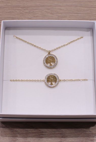 Grossiste An'gel - Coffret bijoux acier  collier et bracelet CCB020