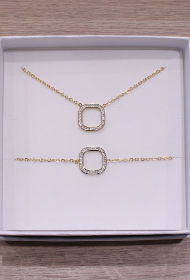 Grossiste An'gel - Coffret bijoux acier  collier et bracelet CCB022