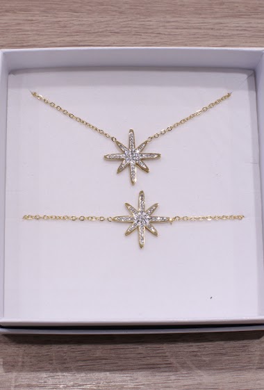 Grossiste An'gel - Coffret bijoux acier  collier et bracelet CCB023