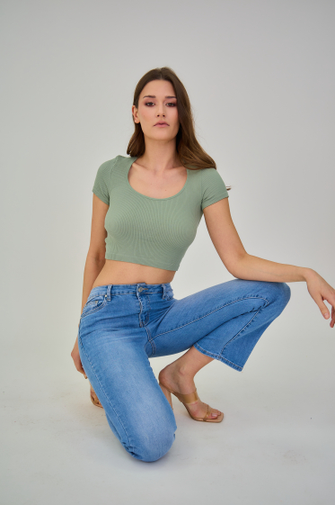 Grossiste ANA & LUCY - jeans bootcut cropped