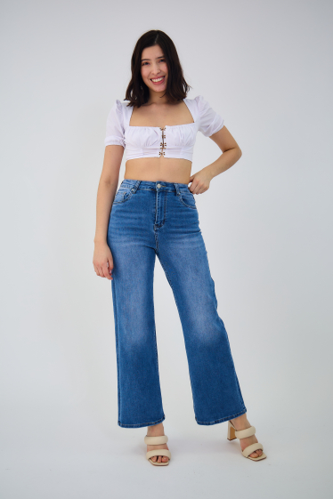 Grossiste ANA & LUCY - Jeans wide-leg (Délavé)