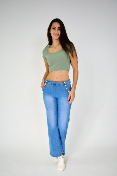 Großhändler ANA & LUCY - Wide-Leg Jeans (Knopfverschluss)