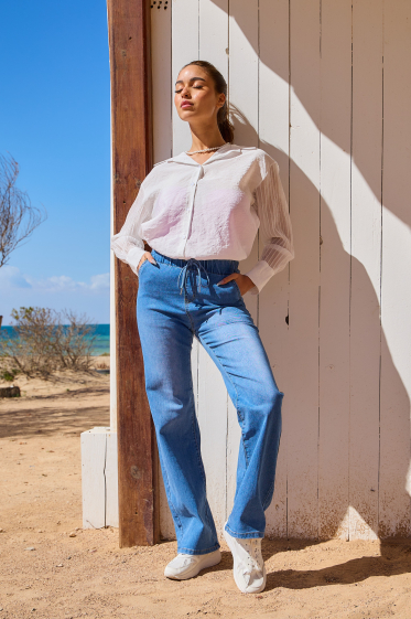 Grossiste ANA & LUCY - Jeans Wide-Leg ( Taille élastique )