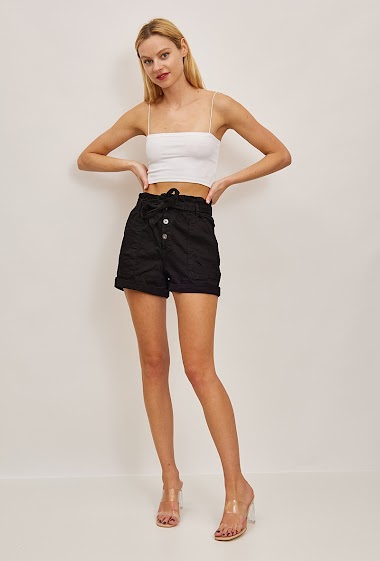 Wholesaler ANA & LUCY - Baggy Shorts (Paperbag with Tie Belt)