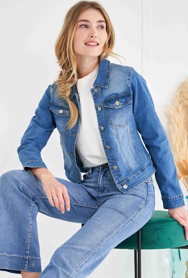 Wholesalers ANA & LUCY - Slim jeans jacket ( Washed out )