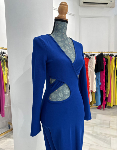 Großhändler ANATA PARIS - Langes Crossover-Kleid mit Ärmeln