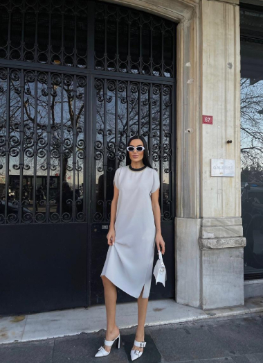 Großhändler ANATA PARIS - M-langes Kleid mit Kragen