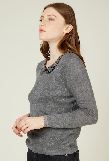 Wholesaler Andy & Lucy - Sweater with beaded collar