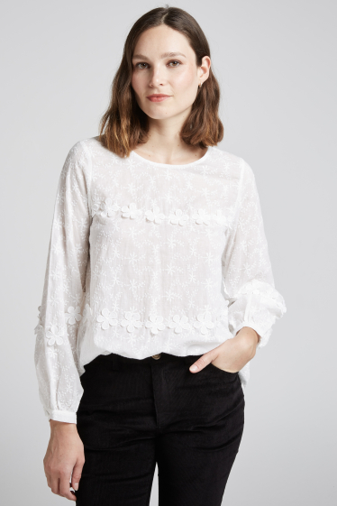 Grossiste Andy & Lucy - Blouse coton dentelle fleurie