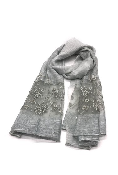 Wholesaler Angelique.L - ES-EMBROIDERED FLOWER AND STEMS SCARF