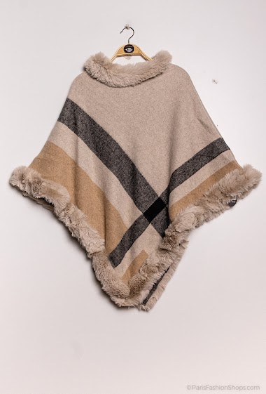 Wholesaler Angelique.L - Printed poncho with fur