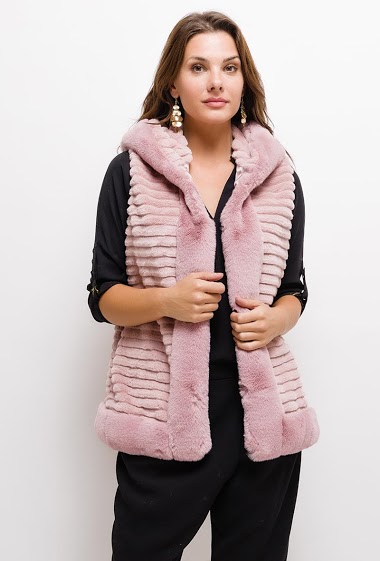 Wholesaler Angelique.L - Fur sleeveless jacket with hoodie