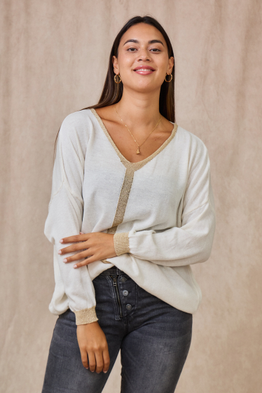 Wholesaler APRIL VINTAGE - LONG COTTON SLEEVE LUREX DETAILS