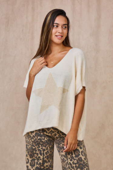 Wholesaler APRIL VINTAGE - STARS ALPACA SLEEVELESS SWEATERS