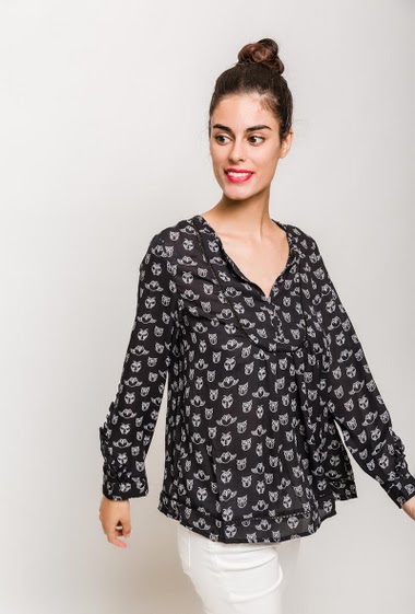 Wholesaler ARELINE (Theoline) - Blouse with printed owls