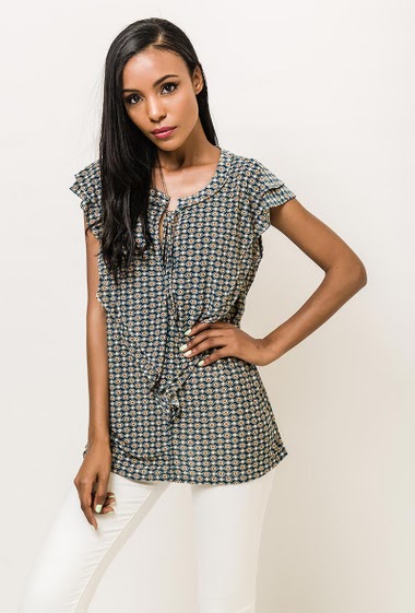 Wholesaler ARELINE (Theoline) - Patterned blouse with ruffles