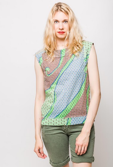 Großhändler ARELINE (Theoline) - Sleeveless top with geometric pattern