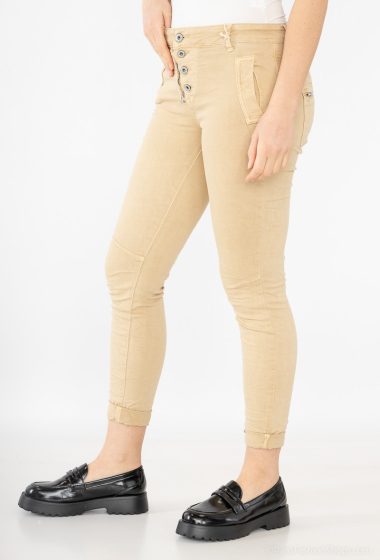 Grossiste ARELINE (Theoline) - Pantalon en coton avec fermeture boutonnée et zip