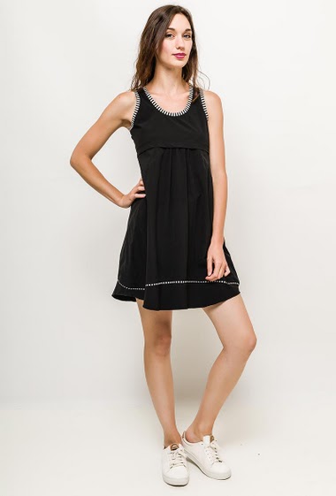 Wholesaler ARELINE (Theoline) - Cotton dress with contrasting detail