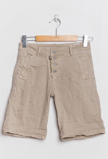 Großhändler ARELINE (Theoline) - Cotton shorts with zip and button closure
