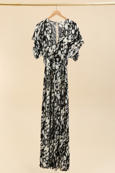 Grossiste ARLEQUINN - Combinaison pantalon grande taile imprimé à manches courtes et dos fendue