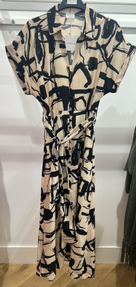 Großhändler ARLEQUINN - Hemdblusenkleid in Übergröße aus bedrucktem Stoff