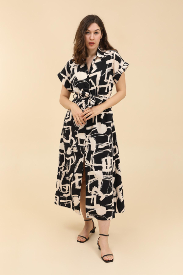 Wholesaler ARLEQUINN - Plus size shirt dress in printed fabric