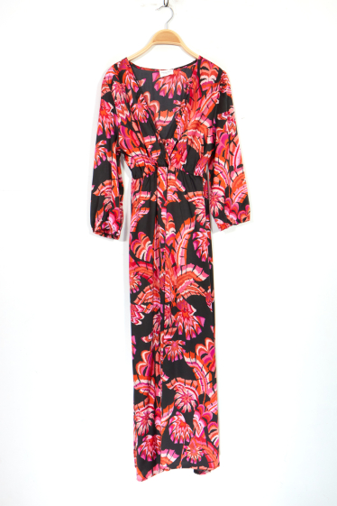 Wholesaler ARLEQUINN - Long plus size dress, printed fluid satin fabric
