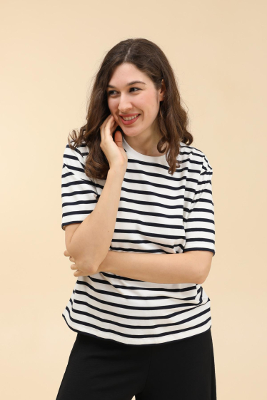 Wholesaler ARLEQUINN - plus size striped t-shirt