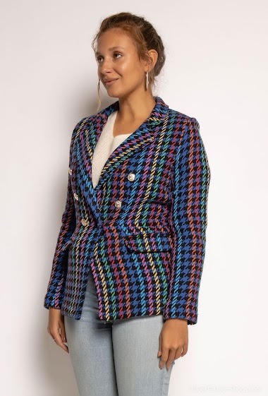 Wholesaler Arty Blush - Woven blazer with multicolored pattern