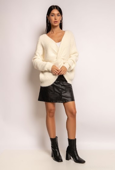 Wholesaler Arty Blush - Fluffy soft jumper with criss-crossed knot